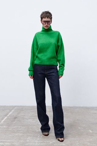 Zara + Mock Neck Knit Sweater