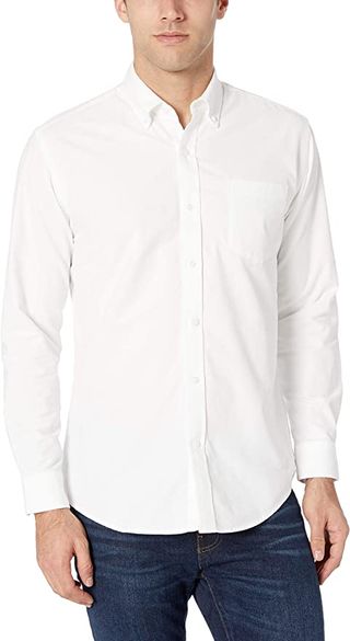 Amazon Essentials + Men's Regular-Fit Long-Sleeve Pocked Oxford Shirt