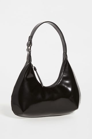 BY FAR + Baby Amber Black Semi Patent Leather Bag