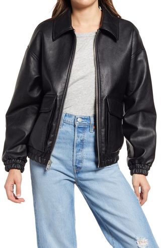 Levi's + Faux-Leather Dad Bomber Jacket