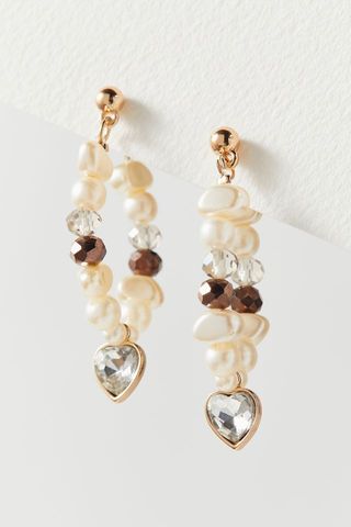 Urban Outfitters + Pearl and Gem Heart Front-Back Earring