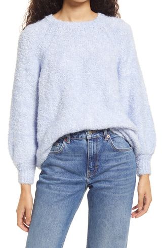 Topshop + Blouson Sleeve Bouclé Sweater