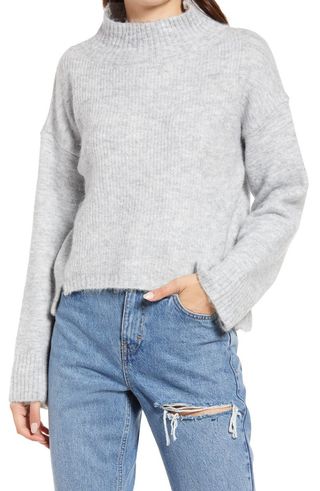 Topshop + Mock Neck Crop Sweater