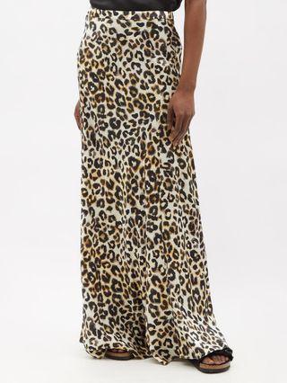 Raey + Watercolour Leopard Print Silk Maxi Skirt