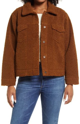 Wit & Wisdom + Crop High Pile Fleece Jacket