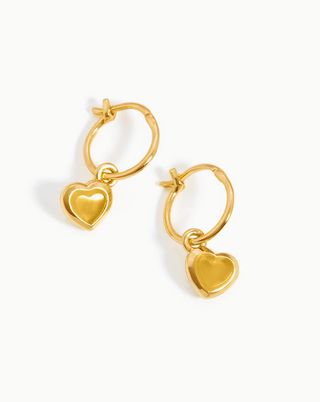 Missoma + Jelly Heart Gemstone Charm Hoop Earrings