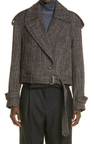 Dries Van Noten + Vensa Crop Belted Wool Jacket