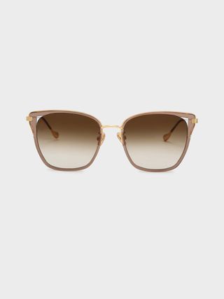 Charles & Keith + Taupe Recycled Acetate Butterfly Sunglasses