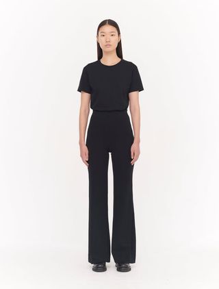 Ninety Percent + Structured Organic Cotton Wide Flare Trousers