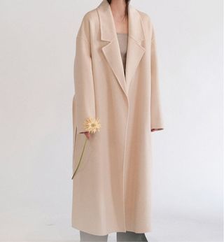 Marcéla London + Drop Lapel Wool Coat Cashew