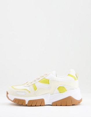 Topshop + Crouch Chunky Lace Up Skater Trainer in Yellow