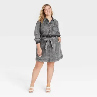 Who What Wear x Target + Long Sleeve Button-Down Denim Dress