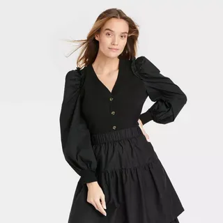 Who What Wear x Target + Puff Sleeve Cardigan