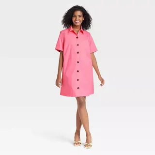 Who What Wear x Target + Short Sleeve Button-Down Trapeze Dress