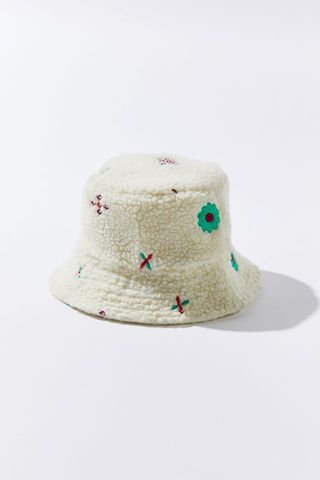 Urban Outfitters + Embroidered Sherpa Bucket Hat