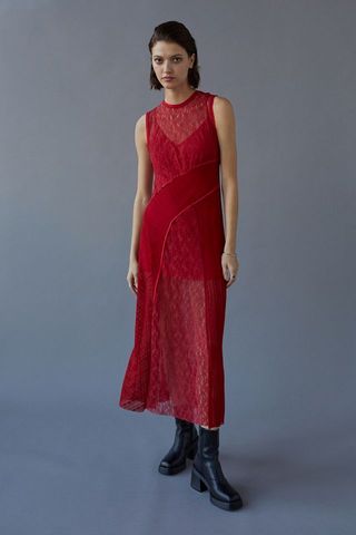 Urban Outfitters + Maxine Knit Lace Midi Dress
