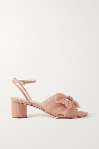 Loeffler Randall + Dahlia Bow-Embellished Plissé-Organza Sandals