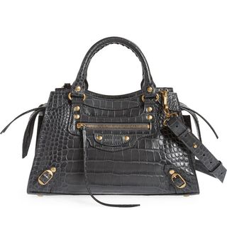 Balenciaga + Small Neo Classic City Croc Embossed Leather Top Handle Bag