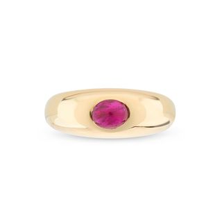 Deakin & Francis + 18ct Yellow Gold Cabochon Ruby Gypsy Ring