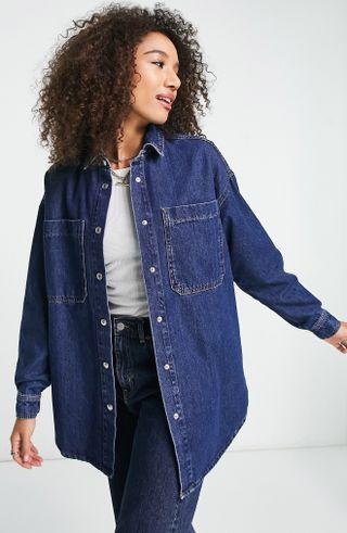 ASOS Design + Oversize Denim Snap-Front Shirt