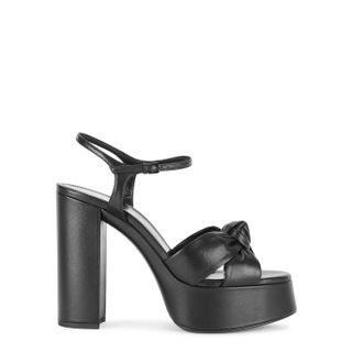 Saint Laurent + Bianca 130 Black Leather Platform Sandals