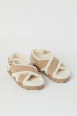 H&M + Faux Shearling-Lined Suede Sandals