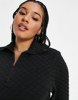 ASOS + Threadbare Curve Quilted Half-Zip Sweater and Shorts Set