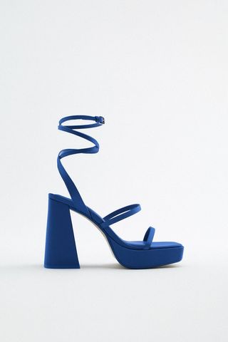 Zara + Strappy Chunky Platform Heeled Sandals