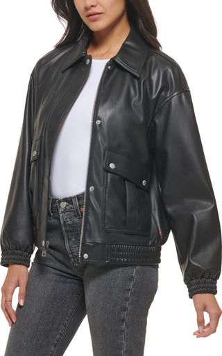 LEVI'S® + Faux Leather Dad Bomber Jacket