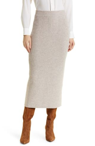 Ba&Sh + Maisie Wool & Cotton Midi Pencil Skirt