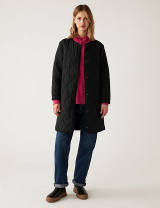 M&S Collection + Recycled Quilted Collarless Puffer Jacket