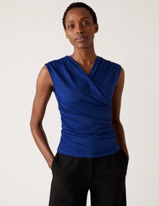 M&S Collection + Jersey Regular Fit Wrap Top