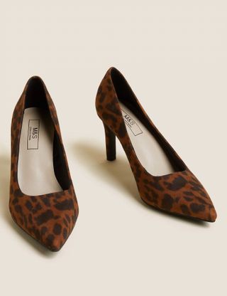 M&S Collection + Leopard Print Stiletto Heel Court Shoes