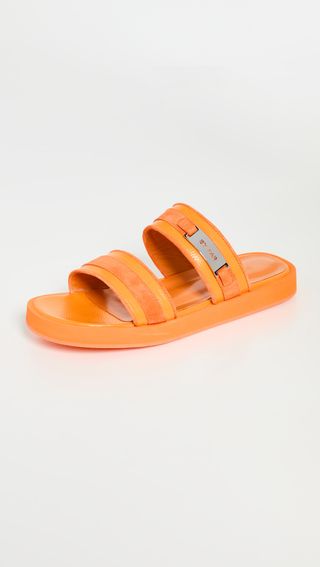 BY FAR + Easy Sunflower Gloss Grained Leather Sandals