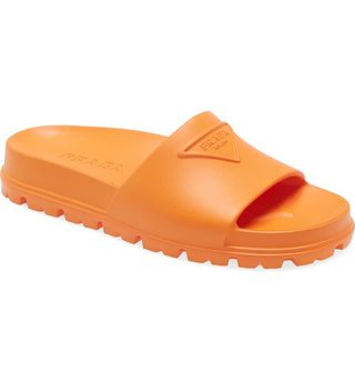 Prada + Logo Slide Sandals