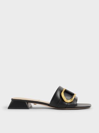 Charles & Keith + Gabine Buckled Leather Mules