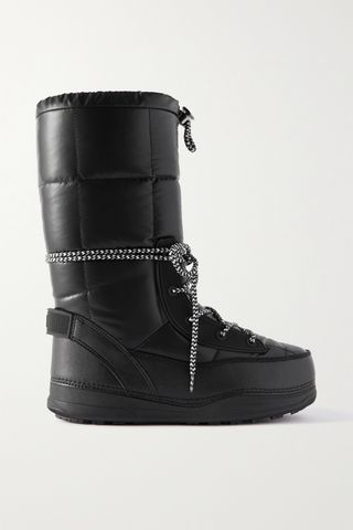 Bogner + Les Arcs Quilted Shell and Faux Leather Snow Boots