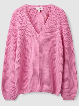 Cos + Ribbed V-Neck Wool Sweater