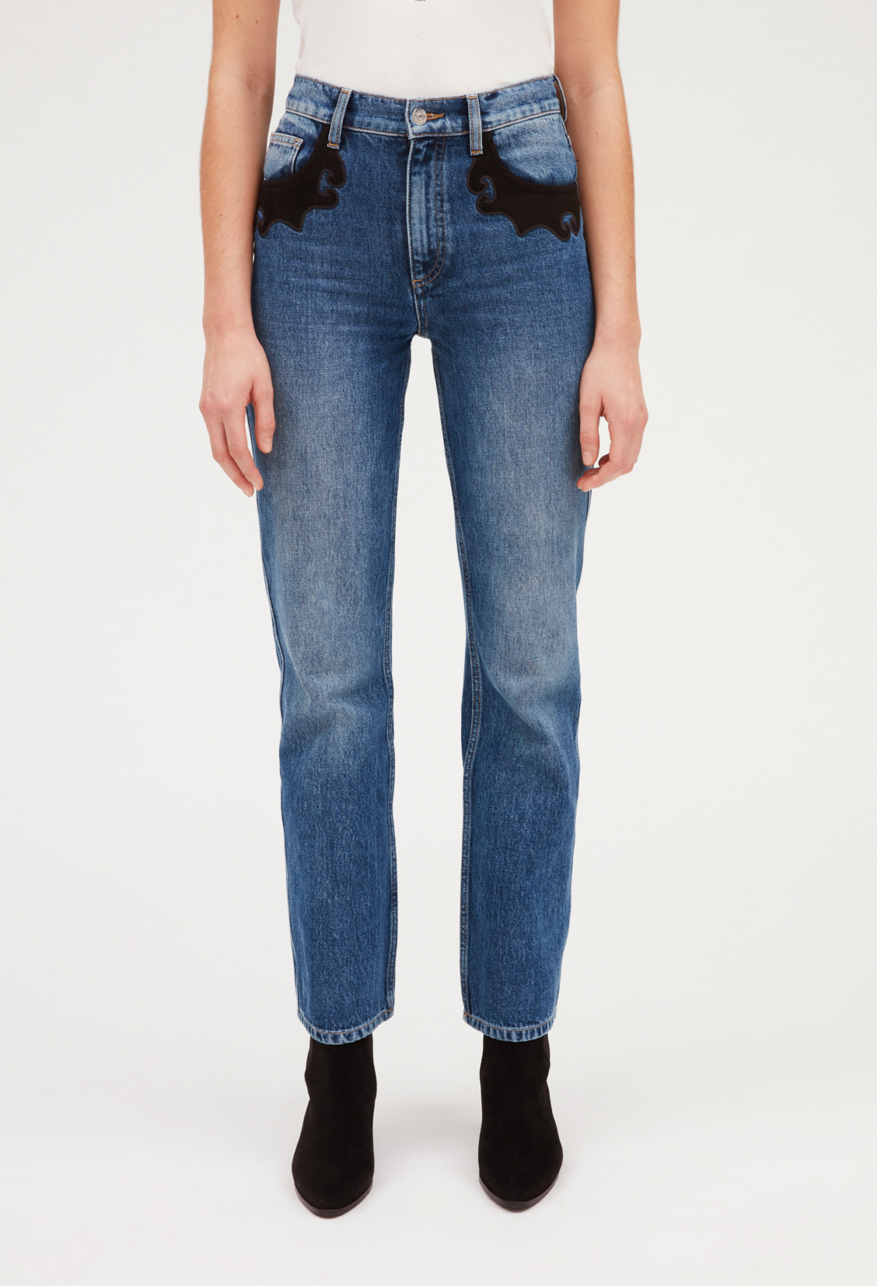 Claudie Pierlot + Mid Blue Western Jeans