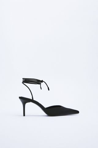 Zara + Lace-Up Fabric Heeled Shoes