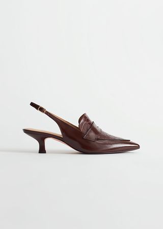 & Other Stories + Leather Heeled Slingback Loafers