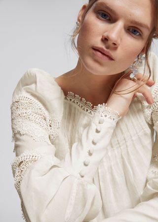 & Other Stories + Voluminous Sleeve Lace Detail Blouse