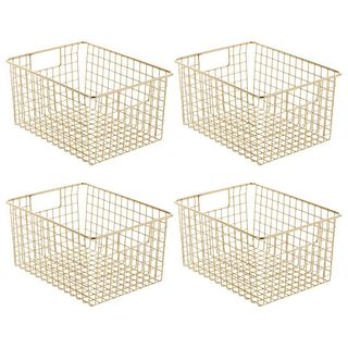 Mdesign + Mdesign Metal Bathroom Storage Organizer Basket Bin, 4 Pack