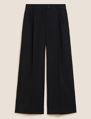 Marks & Spencer + Pleat Front Wide Leg Trousers