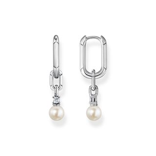 Thomas Sabo + Hoop Earrings Links and Pearls Silver
