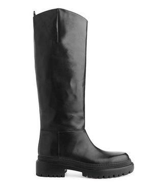 Arket + High-Shaft Chunky Leather Boots