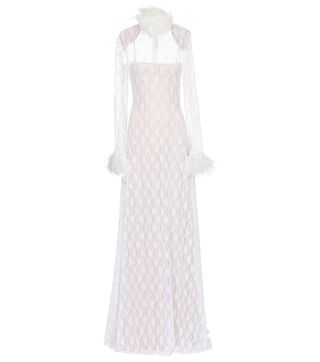 Christopher Kane + Bridal Feather-Trimmed Lace Gown