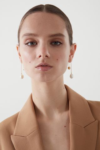 Cos + Pearl Drop Earrings