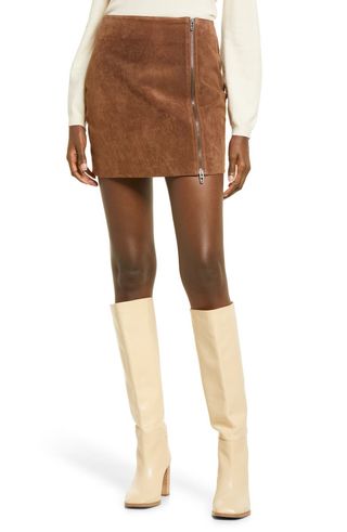 Blanknyc + Zip Suede Miniskirt