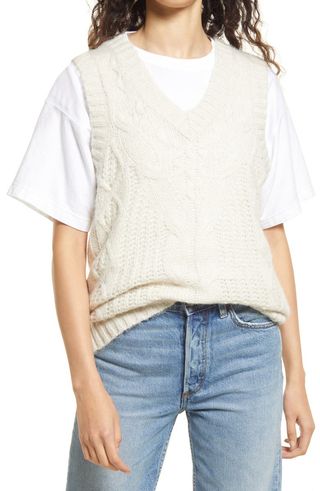 Vero Moda + Briella Cable Knit Recycled Blend Sweater Vest